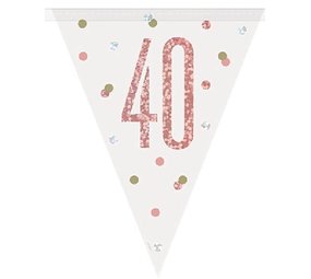 Unique Party Flag Garland 40 Years Rose Gold Glitz | 274cm