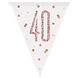 Unique Party Flag Garland 40 Years Rose Gold Glitz | 274cm