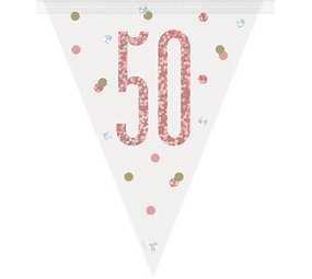 Unique Party Flag Garland 50 Years Rose Gold Glitz | 274cm