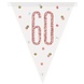 Unique Party Flaggengirlande „60 Jahre Roségold-Glitzer“ | 274 cm