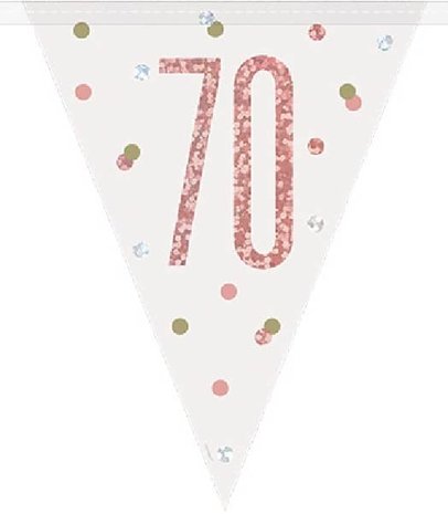 Unique Party Flag Garland 70 Years Rose Gold Glitz | 274cm