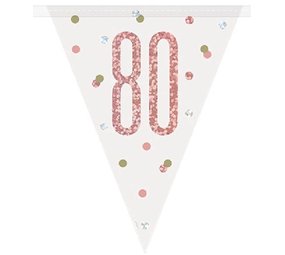Unique Party Flag Garland 80 Years Rose Gold Glitz | 274cm Unique Party Flag Garland 80 Years Rose Gold Glitz | 274cm