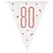 Unique Party Guirlande de fanions 80 ans, or rose scintillant | 274 cm