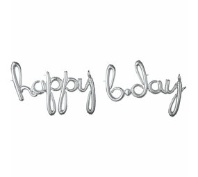 Happy B*day tekstballon Zilver | 290cm Happy B*day tekstballon Zilver | 290cm