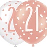 Unique Party Ballons d'anniversaire 21 ans, rose doré pailleté | 6 pièces Unique Party Ballons d'anniversaire 21 ans, rose doré pailleté | 6 pièces
