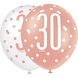Unique Party 30 Jahre Glitzer-Luftballons in Roségold | 6 Stück