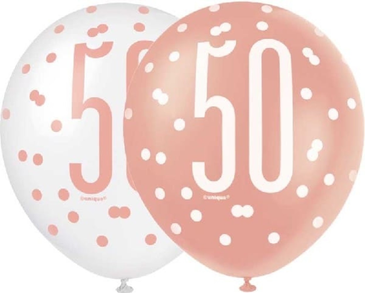 Unique Party Ballons 50e anniversaire Glitz Rose Gold | 6 pièces
