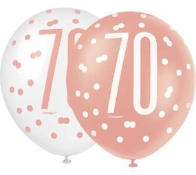 Unique Party Ballons Glitz Rose Gold pour 70e anniversaire | 6 pièces