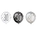Unique Party Ballons 30 ans Glitz Noir Argent 30 cm | 6 pièces