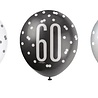 Ballonnen 60 jaar Glitz Zwart Zilver | 6 stuks