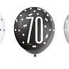 Glitzernde Luftballons zum 70. Geburtstag, Schwarz-Silber | 6 Stück Glitzernde Luftballons zum 70. Geburtstag, Schwarz-Silber | 6 Stück
