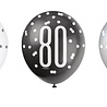 Ballonnen 80 jaar Glitz Zwart Zilver | 6 stuks Ballonnen 80 jaar Glitz Zwart Zilver | 6 stuks