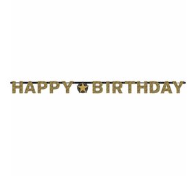 Letterslinger Happy Birthday Goud | 213cm Letterslinger Happy Birthday Goud | 213cm