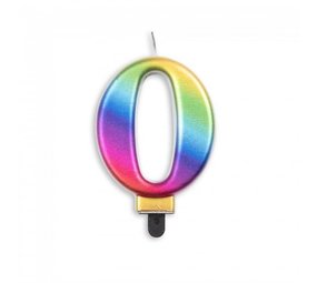 WeFiesta Bougie 0 ans Arc-en-ciel Métallisée | 8 cm