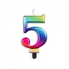 WeFiesta Bougie métallique arc-en-ciel 5e anniversaire | 8 cm