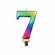 WeFiesta Kerze „7 Jahre Regenbogen Metallic“ | 8 cm