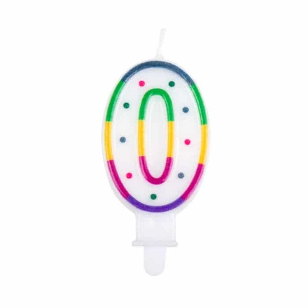 Boland Kaars 0 jaar Regenboog Stip | 8cm Boland Kaars 0 jaar Regenboog Stip | 8cm