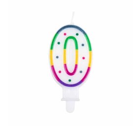 Boland Kaars 0 jaar Regenboog Stip | 8cm Boland Kaars 0 jaar Regenboog Stip | 8cm