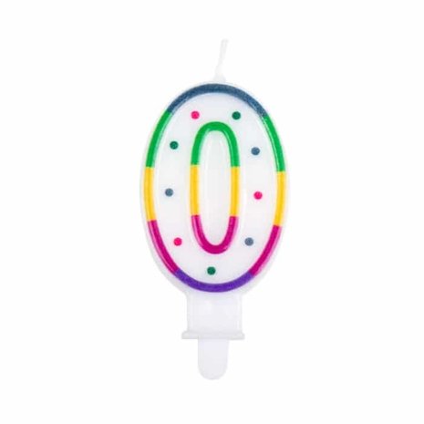 Boland 0 Jahre Kerze Regenbogenpunkt | 8 cm