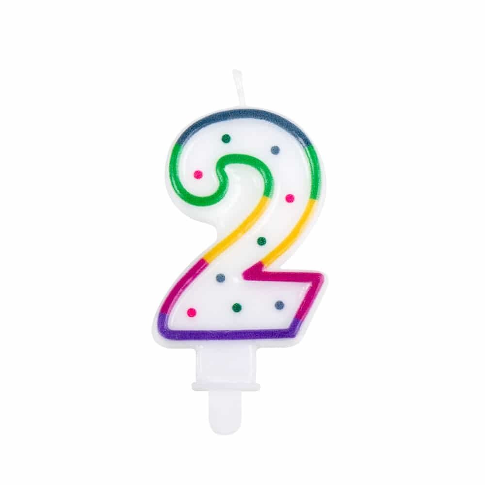 Boland 2 Year Candle Rainbow Dot | 8cm