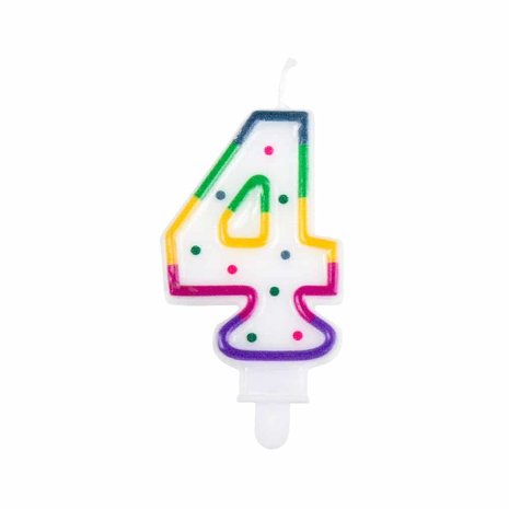 Boland Bougie 4 ans Rainbow Dot | 8 cm