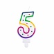 Kaars 5 jaar Regenboog Stip | 8cm Kaars 5 jaar Regenboog Stip | 8cm