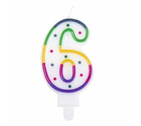 Boland Kaars 6 jaar Regenboog Stip | 8cm Boland Kaars 6 jaar Regenboog Stip | 8cm