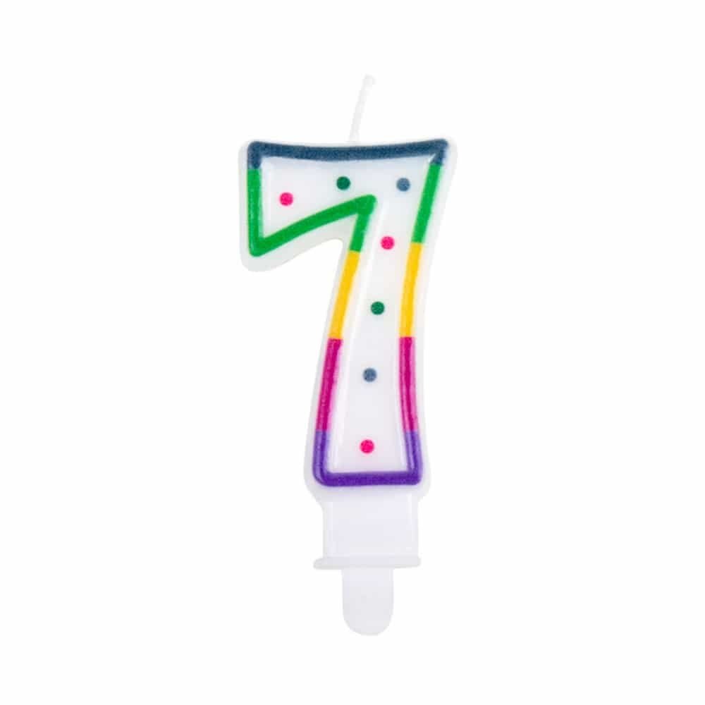 Boland Kerze „7 Jahre Regenbogenpunkt“ | 8 cm