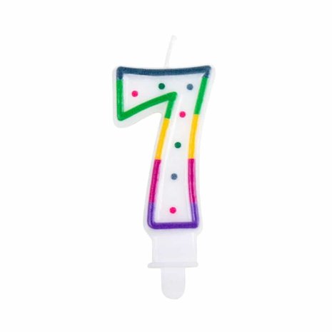 Boland Kerze „7 Jahre Regenbogenpunkt“ | 8 cm