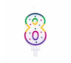 Boland Kaars 8 jaar Regenboog Stip | 8cm Boland Kaars 8 jaar Regenboog Stip | 8cm