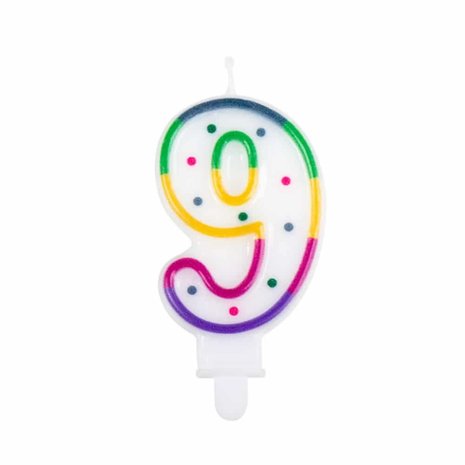 Boland Bougie 9 ans Rainbow Dot | 8 cm