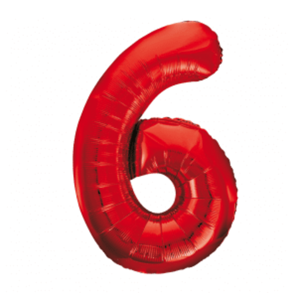 WeFiesta Ballon chiffre 6 rouge | 86 cm