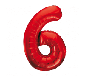 WeFiesta Number Balloon 6 Red | 86 cm