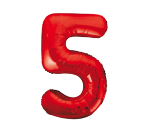 WeFiesta Cijfer Ballon 5 Rood | 86 cm