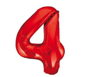 Folat Cijfer Ballon 4 Rood | 86 cm Folat Cijfer Ballon 4 Rood | 86 cm
