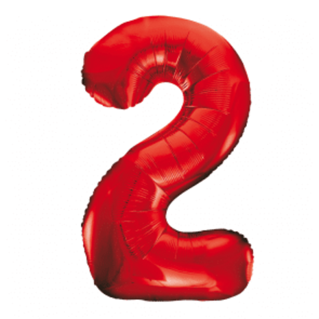 WeFiesta Ballon chiffre 2 rouge | 86 cm