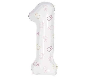 Haza - Witbaard Number balloon 1 year Miffy pink | 106cm