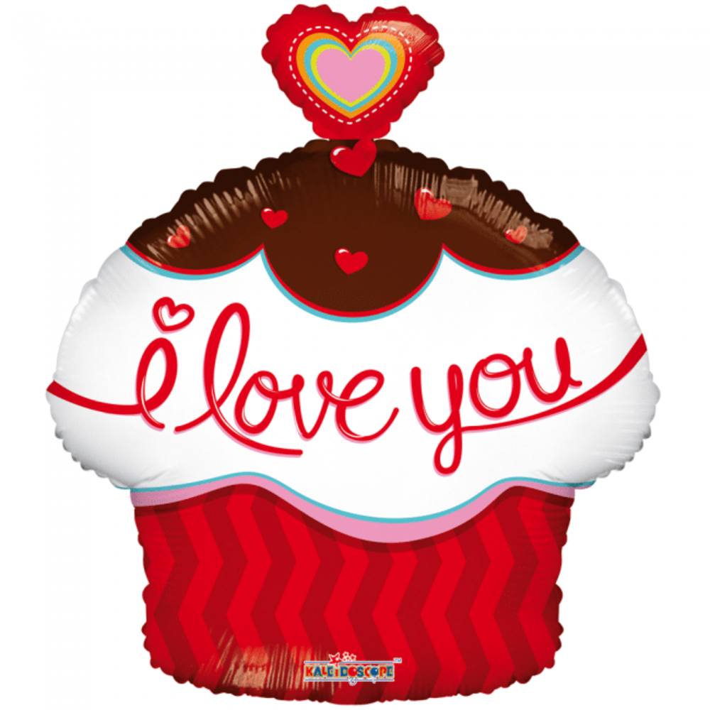 WeFiesta Heliumballon „Ich liebe dich“-Cupcake | 46 cm
