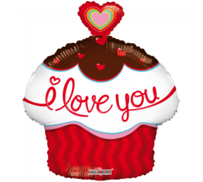 WeFiesta Ballon à l'hélium « Je t'aime » cupcake | 46 cm
