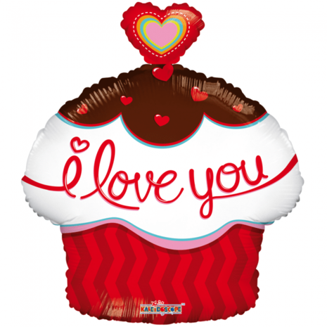 WeFiesta Ballon à l'hélium « Je t'aime » cupcake | 46 cm