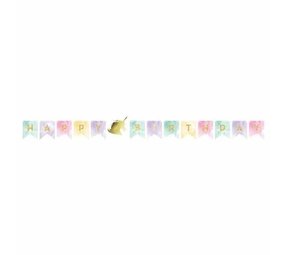 Creative Converting Einhorn-Glitzer-Buchstabengirlande „Happy Birthday“ 240 cm | pro Stück