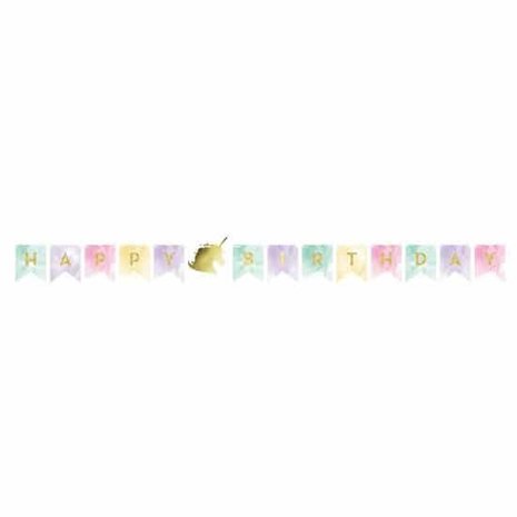 Creative Converting Einhorn-Glitzer-Buchstabengirlande „Happy Birthday“ 240 cm | pro Stück