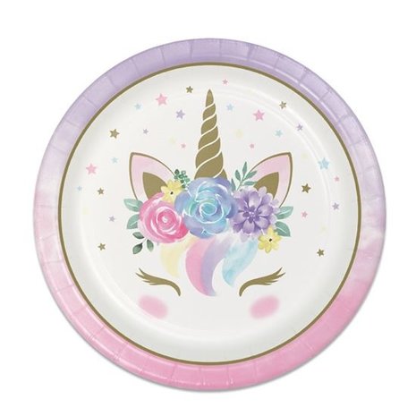 Creative Converting Assiettes Licorne Bébé 23 cm | 8 pièces