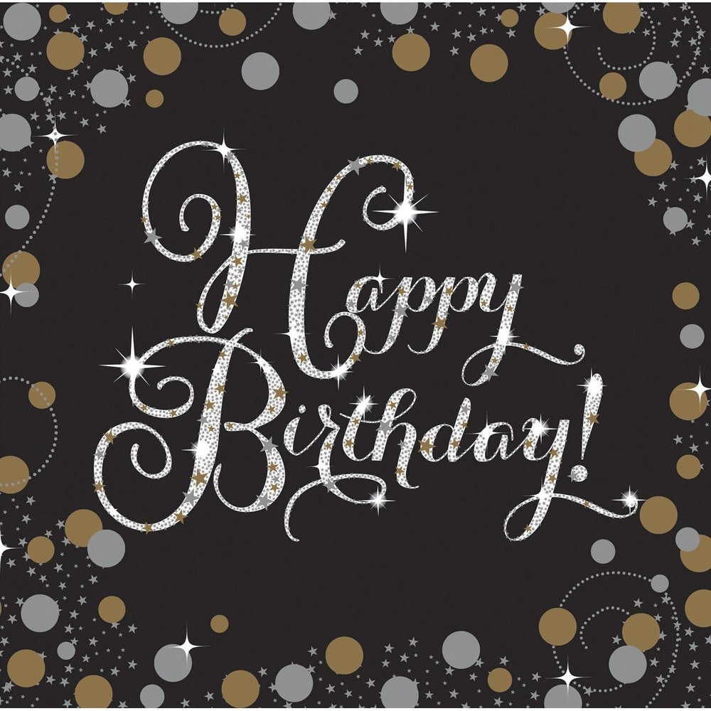 Riethmüller Happy Birthday Sparkling Gold Napkins 33x33cm | 16 pieces