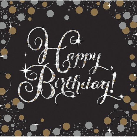 Riethmüller Happy Birthday Sparkling Gold Napkins 33x33cm | 16 pieces