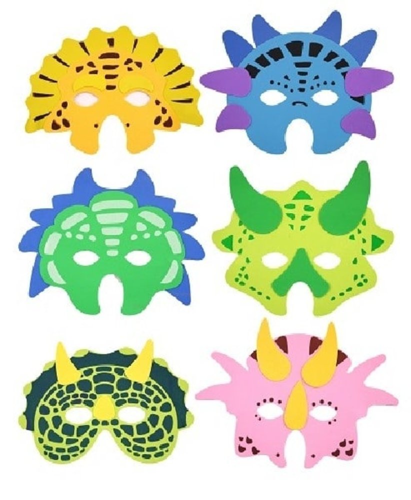 Henbrandt Dinosaurier-Masken aus Schaumstoff | 12 Stück