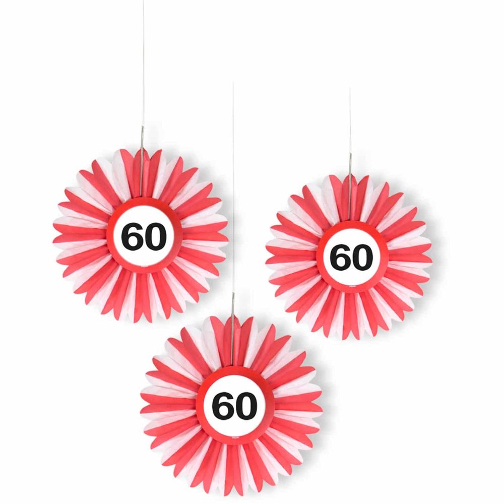 Folat Honeycomb Waaier 60 jaar Verkeersbord | 3 stuks