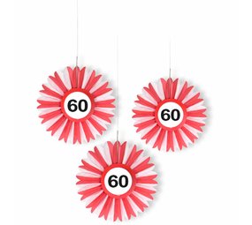 Folat Honeycomb Waaier 60 jaar Verkeersbord | 3 stuks Folat Honeycomb Waaier 60 jaar Verkeersbord | 3 stuks