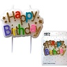 Haza - Witbaard Blok kaars Happy Birthday Haza - Witbaard Blok kaars Happy Birthday