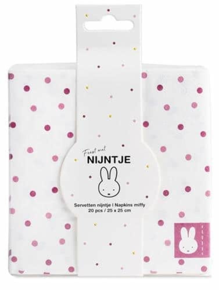 Haza - Witbaard Nijntje Servetten Baby Roze 25x25cm | 20 stuks